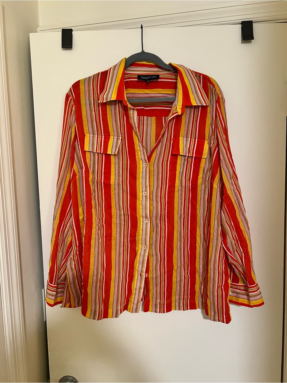 Jones New York 100% cotton striped button up shirt size 2XL (fits like L/XL)